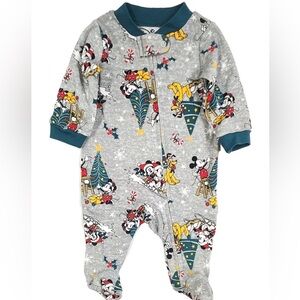 Disney Mickey & Minnie Mouse Pluto Christmas Cotton One Piece Sleeper Size NB